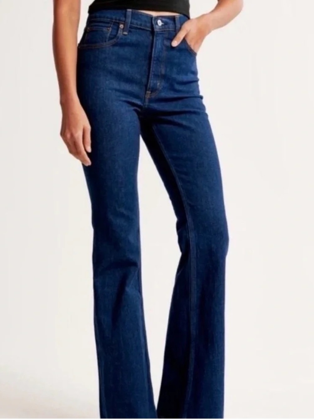 Abercrombie & Fitch Women's High-Rise Flare Jeans, dark wash